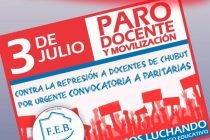 Convocado por FEB. Mañana habrá un nuevo paro docente en nuestra ciudad y en toda la provincia