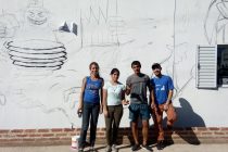 Mural de jóvenes peronistas pintan mural en la Ctep