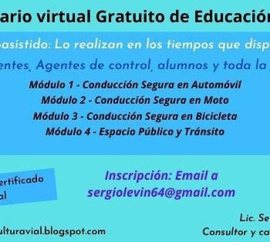 Seminario de Educación Vial,  gratuito y virtual
