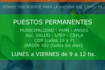 El Municipio informa los sitios de inscripción para la aplicación de la Vacuna contra el Covid-19