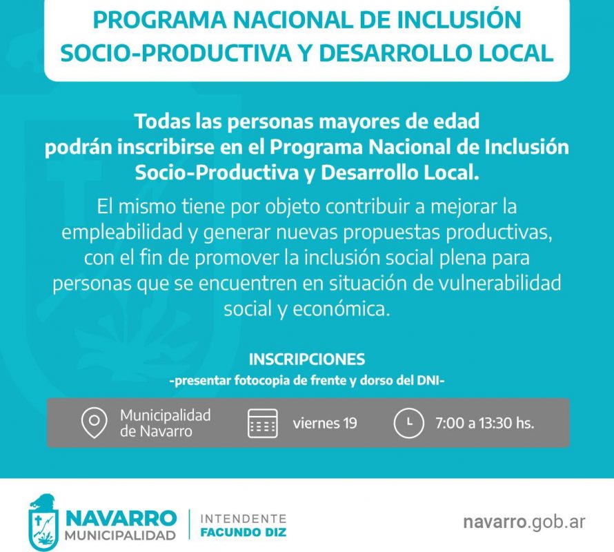 Se pueden inscribir en el Programa Nacional de Inclusión Socio-Productiva y Desarrollo Local